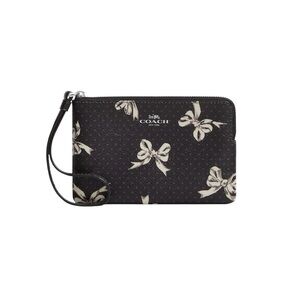 Coach Corner Zip Wristlet White Bow